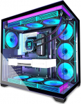 ATX arvutikere, 9 PWM ARGB ventilaatorit eelpaigaldatud Mid Tower arvutikere koos t&auml;ieliku vaate kahekordse karastatud klaasiga, C-t&uuml;&uuml;pi m&auml;ngukere, must, K09