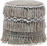 Beliani Pouf Ottomani Taburett iste Pouf Beige Cotton Boho Noida