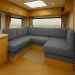 Elastne haagissuvila istmepadja kate RV pingile RV diivanile Jacquard Slipcover koos rihmadega pestav mittelibisev padjad kaitsja RV toolidele (helehall, W50-65xL100)