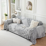 Deep Dream Boho-Couchbezug-Decke, weiche Chenille-Sofabez&uuml;ge f&uuml;r 3 Kissen, Couch, Sofa-Schonbez&uuml;ge, waschbar, Wohnzimmerm&ouml;belschutz f&uuml;r Hunde, Haustiere (schwarz, 180,3 x 299,7 cm)
