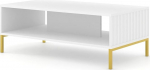 Homlando Wave kohvilaud 90 x 60 cm freesitud MDF-frondiga kohvilaud riiulitega k&uuml;ljelaud metallist jalgadel (mattvalge)