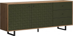 trendteam smart living - Sentra - Sideboard - tumeroheline/tammepuust - 2 ukse ja 3 t&auml;ispikendusega sahtlit Trendy freesimisega - (B x K x S) 183 x 75 x 40 cm - Mustad metallist k&auml;epidemed ja jalad