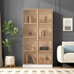 Collections Vitriinkapp valgusega, klaasist vitriinkapp uksega, 160 x 80 x 40 cm, 16 v&auml;rvi, elutoa m&ouml;&ouml;bel, klaasist vitriinkapid, reguleeritavate riiulitega, raamaturiiul (E, valge)