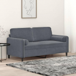3200882 2-kohaline diivan dekoratiivsete padjadega, tumehall, 140 cm, samet, Lounge diivan, Diivanid ja diivanid, Relax diivan, Diivan elutuppa, Diivan magamisfunktsiooniga, Diivan magamisfunktsiooniga