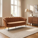 ebuy24 Kena 3-kohaline diivan 3 inimesele, Velour Cognac, 181 x 79 x 78 cm, 3-kohaline polsterdatud diivan, kolmekohaline elutoa diivan, kaasaegne skandinaavia kangast diivan, Lounge diivan, elutoa m&ouml;&ouml;bel