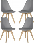 YLGJ&TIDY Skandinaavia s&ouml;&ouml;gitoa toolid, komplekt 4, polsterdatud kasepuidust jalad, k&ouml;&ouml;gitoolid, kunstnahk, polsterdatud retro toolid elutuppa, magamistuppa, kontorisse (hall, 4 t&uuml;kki)