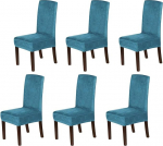 S&ouml;&ouml;gitoolide katted Sametist s&ouml;&ouml;gitoolid Parsons Chair Covers Modern Stretch Chairs Protective Cover Eemaldatav pestav Slipcovers (6 tk Peacock Blue)