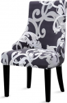 Liykimt Stretch Side Chair Cover koos k&auml;etugedega pestav pehmendusega s&ouml;&ouml;gitool s&ouml;&ouml;gitool naelutatud servaga s&ouml;&ouml;gitoa elutuppa 1 tk must/halli v&auml;rvi