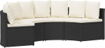 2-TLG. Garten-Sofagarnitur Schwarz mit Auflagen aus PE Rattan, Outdoor Sofagarnitur als Gartenm&ouml;bel Set