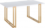 WFL GROUP pikendatav ristk&uuml;likukujuline Loft stiilis s&ouml;&ouml;gilaud - suur t&ouml;&ouml;stuslik laud kuldsete metalljalgadega, 120 kuni 220 cm - ruumikindel konverentsilaud elutuppa ja kontorisse - valge