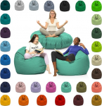 2-in-1 Bean Bag koos t&auml;idisega - XXL Bean Bag Indoor & Outdoor - Vett ja mustust t&otilde;rjuv, ergonoomiline ja ilmastikukindel - lastele ja t&auml;iskasvanutele m&auml;ngimiseks ja l&otilde;&otilde;gastumiseks (Pacific Blue, 110 cm l&auml;bim&otilde;&otilde;t)
