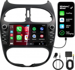 Doppel DIN Autoradio mit Bildschirm f&uuml;r Peugeot 206 (1998-2009), Wireless CarPlay & Android Auto, 7" Auto Radio Touch Display, 4GB+64GB, Bluetooth 5GHz WiFi DAB+ FM AUX GPS