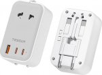 TESSAN reisiadapter maailmas PD 20 W, universaalne reisimisadapter 2 USB C ja 1 USB A, rahvusvaheline pistikupesa adapter, reisipistikupesa adapter maailmas Saksamaale, USA-le, Inglismaale, hall