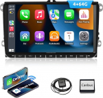 Essgoo 4+64G autoraadio 9-tolline Android 14 raadio koos Carplay ja traadita autoga VW Golf 5 6 Touran B6 EOS Tiguan Polo koos Bluetooth GPS RDS navigatsiooniga Mirror Link FM SWC