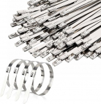 Metall-Kabelbinder, 4,6 x 300 mm, robust, 304 Edelstahl, selbstsichernd, zum Befestigen, Binden, Sichern, f&uuml;r Zuhause, Garten, Zaun, K&auml;fige, Reparatur, 50 St&uuml;ck