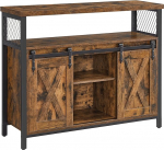 VASAGLE Sideboard, k&ouml;&ouml;gikapp, hoiukapp 2 l&uuml;kanduksega, reguleeritav riiul, t&ouml;&ouml;stuslik, elutuppa, vintage pruun/must LSC092B01