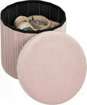 HOMCOM Storage Pouffe Kokkupandav hoiupink 35L 38x38x38cm Sametkate &uuml;mmargune hoiukasti kandev&otilde;ime 120kg Tool elutuppa magamistoas koridoris roosa