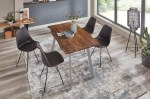 SAM Laxmi s&ouml;&ouml;gikomplekt 5-osaline 160 x 85 cm tahke akaatsiapuidust p&auml;hklipuu v&auml;rvi laud nelja metalljalaga h&otilde;bedases toonis + 4 x Lark tool mustas toonis, FSC&reg; 100% sertifitseeritud.
