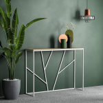 Schmaler Konsolentisch mit Offenem Regal, Einfache Montage f&uuml;r Flur, Wohnzimmer und Schlafzimmer(White,80cm/31.5in)