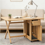 Ausziehbarer klappbarer Esstisch-Set mit 4 St&uuml;hlen und Sto Der - 1,4 m Massivholz-Tisch f&uuml;r K&uuml;che, Wohnzimmer, Restaurant - Platzsparende L&ouml;sung