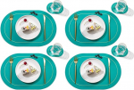 ApuaVireo&Co lauaplaadid, Ovale Tischsets und Untersetzer aus Leder, Mehrfarbig, 45 x 30 cm, 8 tk(Cyan)