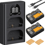 K&F CONCEPT LP-E6NH kaamera akud, 2250 mAh akulaadija komplekt, mis &uuml;hildub Canon EOS 90D/80D/70D/5D Mark II III IV/5DS SR/6D/6D Mark II (2 tk)