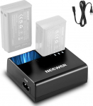 NEEWER NC2-Z1 Kahekohaline akulaadijakomplekt NEEWER Z3, Z2PRO, Z2, Z1, Z880 TTL Speedlite v&auml;lkudele, 7.2V/3000mAh, 7.4V/2600mAh aku, DC 8.4V/5V v&auml;ljund, AC USB laadija koos toitejuhtmega