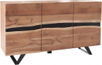 invicta INTERIOR Amazonas Solid Sideboard 150 cm Akaatsiapuu serva metallist must t&auml;ispuidust kapi kapilaud t&auml;ispuidust Sideboard t&auml;ispuidust kapp