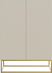 Selsey Veldio sahtlikapp 25 x 90 x 38 cm Hallbeež | Kapp, hoiukapp, 2 ust, 3 kambrit, kuldsed jalad