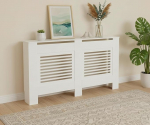 Buybyroom Puhvetid Altos Radiaatori kate puidust horisontaalsed liistud elutuppa magamistuppa esikusse 152 x 19 x 82 cm MDF valge