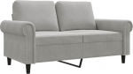 vidaXL diivan 2-kohaline, Lounge diivan diivan koos k&auml;etugede seljapatjadega, elutoa diivan disain diivan metallist raam, istumism&ouml;&ouml;bel kahe istekohaga, helehall sametist