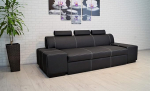 Quattro Meble Super Long ehtne nahast 3-kohaline diivan London FS 3Z laius 238 cm Nahast diivan Must ehtne nahk Toledo Nero diivan magamisfunktsiooniga ja reguleeritavate peatugedega