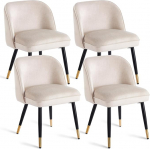 2 s&ouml;&ouml;gitooli komplekt vedrustatud istmega, sametkattega ja ergonoomilise seljatoega, polsterdatud toolid tugevate metalljalgadega, must/kuldne, maksimaalne koormus 150 kg (beež, komplekt 4)