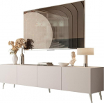 Lookway Colgante Modern TV-kapp 200 cm Cashmere Matt, kaldus Onyx jalad Push-to-Open s&uuml;steemiga (jalad: h&otilde;bedane kroom)