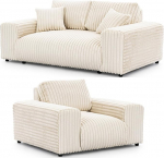 Mollis 2-kohaline diivan-tooli komplekt - 2 tk - mustad jalad - pl&uuml;&uuml;sne n&ouml;&ouml;r - vabalt seisev - Mollis Light Beige