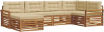 Outdoor-Sofa Set aus massivem Akazienholz - Gartenm&ouml;bel-Garnitur mit Sitz- und R&uuml;ckenkissen, 6-teilig, modulare Loungem&ouml;bel f&uuml;r Terrasse, Garten und Balkon, Natur Beige