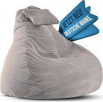 Bean Bag t&auml;iskasvanutele integreeritud [kaelatoega] Corduroy, XXL siseruumide Bean Bag koos t&auml;idisega, t&auml;iuslik chill, lugemis- v&otilde;i m&auml;ngutool (90 x 80 x 70 cm) (helehall)