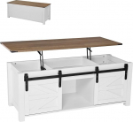 VEVOR Lift Top Coffee Table 120 cm, rustikaalne kohvilaud koos uksega ja varjatud hoiukambriga, kaasaegne ristk&uuml;likukujuline t&otilde;stetav laud elutuppa, kontorisse, koju, elutoa laud, diivanilaud, valge v&auml;rviga.