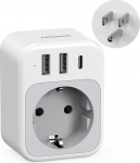 TESSAN USA adapteri pistikupesa, 4 in 1 reisiadapter Tai 1 USB C ja 2 USB A, pistikupesa adapter reisipistikupesa vooluadapter Ameerika Kanada Kanada Tai Mehhiko, adapter t&uuml;&uuml;p B