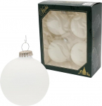 Dekohelden24 Lauschaer j&otilde;ulukuusekaunistused - Ice Tree Baubles Snow Christmas Tree Baubles Set of 4 Baubles Lauscha Uni Matt Iced 8 cm Silver Crown + 50 Quick Hangers in Silver