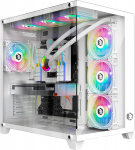 Empire Gaming - Gamer PC korpus CL-242 - ARGB Medium Tower ATX, Micro-ATX ja ITX - 7 ventilaatorit 120mm 3 Pins 5V LED RGB adresseeritav - MB Sync - Mid Tower valge