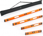 VEVOR 4 tlg. Wasserwaage Set, 40/60/90/120cm Richtwaage mit 3 Libellen 90&deg;/45&deg;/0&deg; & 0,5mm/m Genauigkeit, Maurerwaage Meganetisch mit Aufh&auml;ngeloch, Sto&szlig;festes Messwerkzeug f&uuml;r Baustelle Hausrenovierung