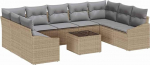 Rantry 10-teiliges Garten-Sofa-Set mit Kissen Graues Poly Rattan Gartenlounge Model3346890