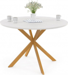 IDMarket - &Uuml;mmargune s&ouml;&ouml;gilaud Gisele 4-6 inimesele Jalg-&auml;mblik puidust kandik valge 110 cm