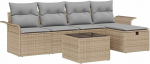 Rantry 6-teiliges Garten-Sofa-Set mit Kissen Beige Poly-Rattan Gartenlounge Model3358869