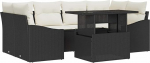 7-teiliges Garten-Sofa-Set mit Kissen Schwarz PE Rattan Gartenlounge Model3348933