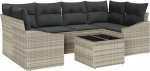 7-teiliges Garten-Sofa-Set mit Kissen Hellgrau Poly Rattan Gartenlounge Model3346622
