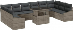 11-teiliges Garten Sofaset mit Kissen Grau Poly Rattan Gartenlounge Model3349075
