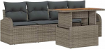 5-teiliges Garten Sofa Set mit Kissen Grau Poly Rattan, 2-Sitzer Garten Sofa mit Stauraum & Kissen Grau Poly Rattan Gartenlounge Model3358253