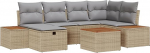 Rantry 7-teiliges Garten-Sofa-Set mit Kissen Beige Poly-Rattan Gartenlounge Model3359637